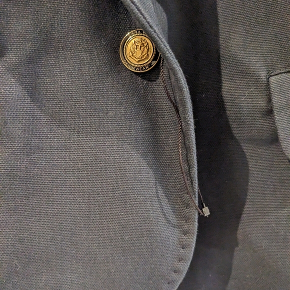 Zara Size M, Navy Denim 3/4 Arm Blazer with Gold Button detail. - Picture 4 of 8